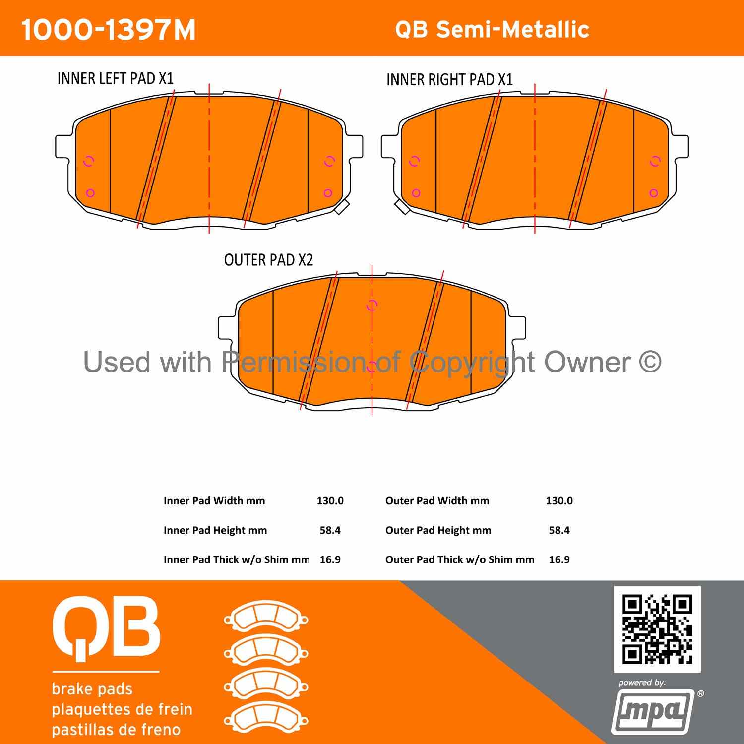 Other View of Front Disc Brake Pad Set MPA 1000-1397M