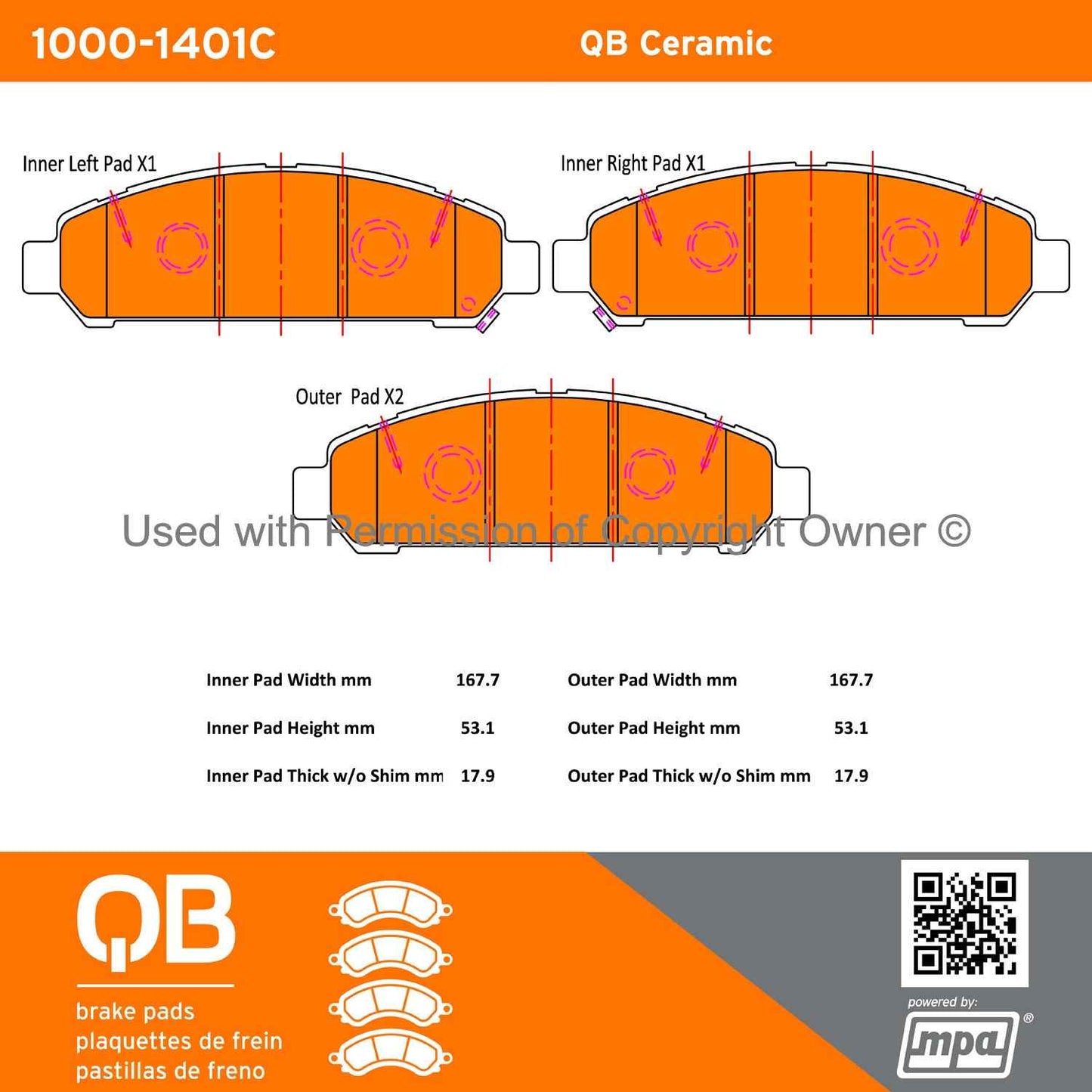 Other View of Front Disc Brake Pad Set MPA 1000-1401C