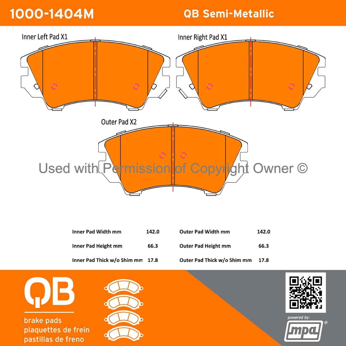 Other View of Front Disc Brake Pad Set MPA 1000-1404M