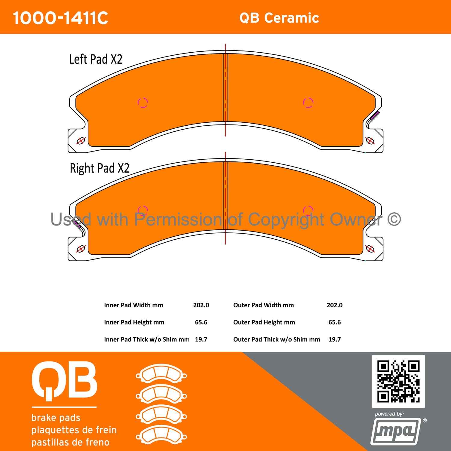 Other View of Rear Disc Brake Pad Set MPA 1000-1411C