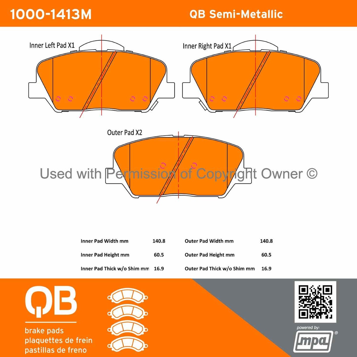 Other View of Front Disc Brake Pad Set MPA 1000-1413M