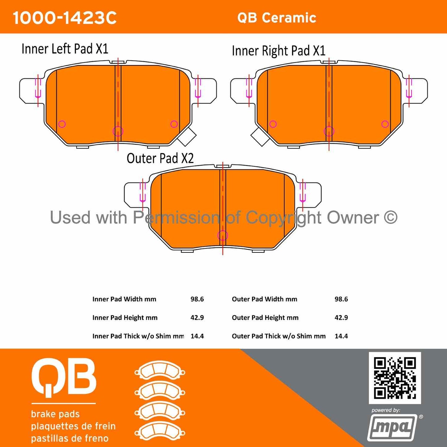 Other View of Rear Disc Brake Pad Set MPA 1000-1423C