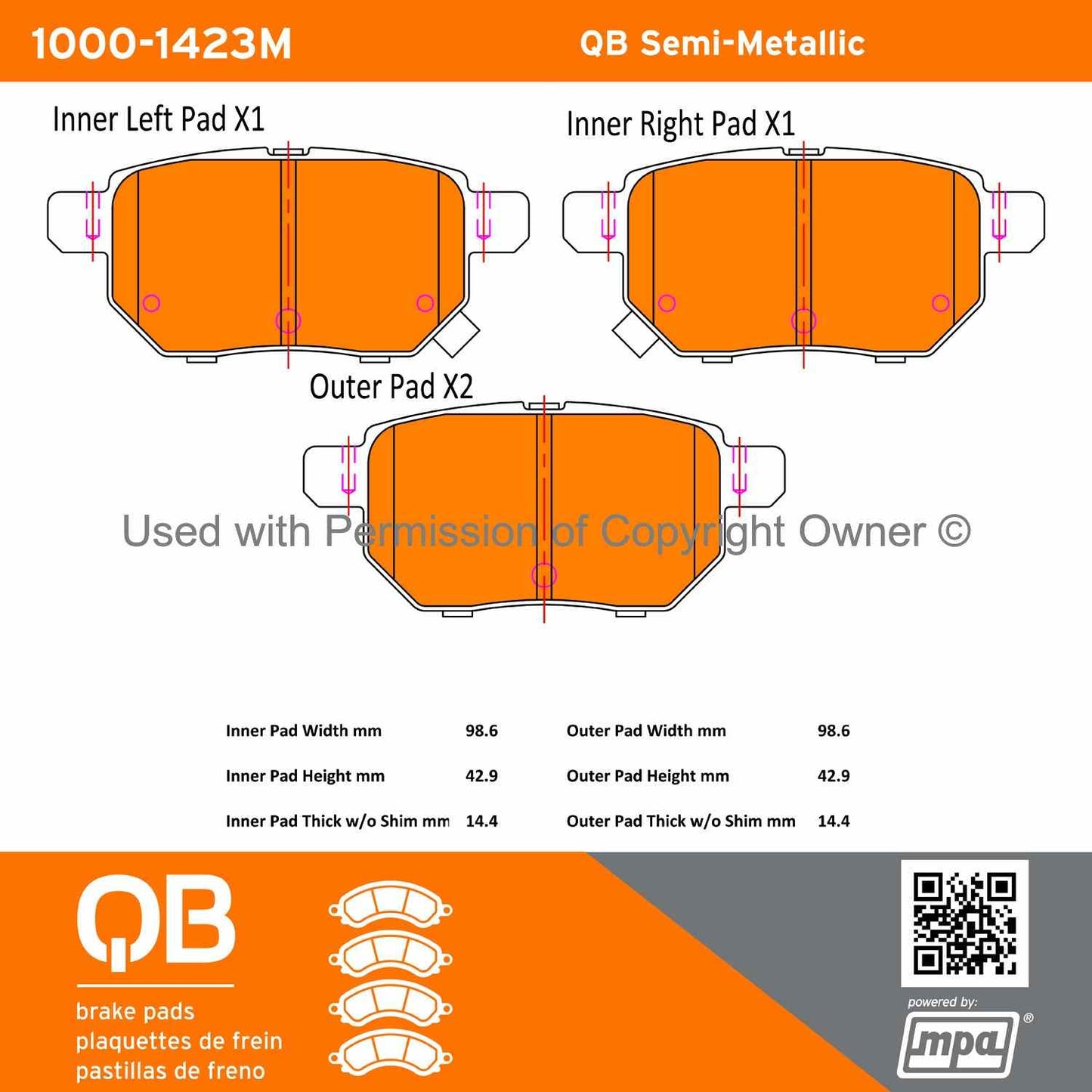 Other View of Rear Disc Brake Pad Set MPA 1000-1423M