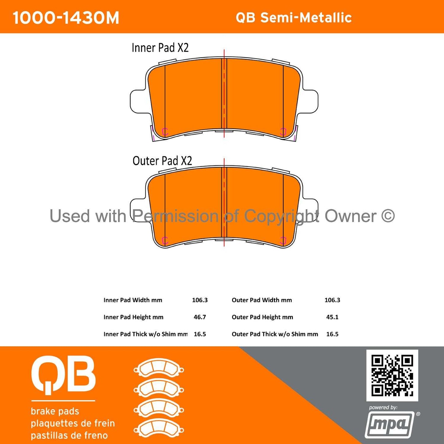 Other View of Rear Disc Brake Pad Set MPA 1000-1430M