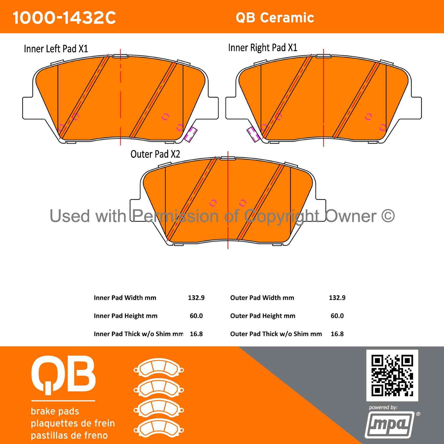 Other View of Front Disc Brake Pad Set MPA 1000-1432C