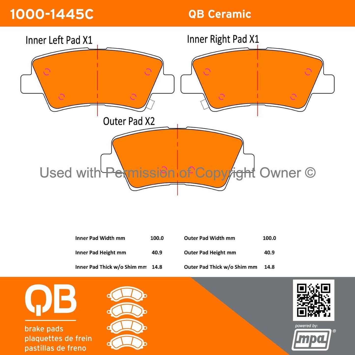 Other View of Rear Disc Brake Pad Set MPA 1000-1445C