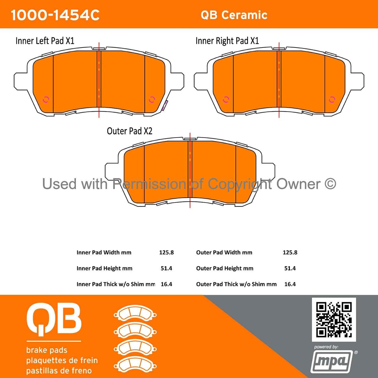 Other View of Front Disc Brake Pad Set MPA 1000-1454C