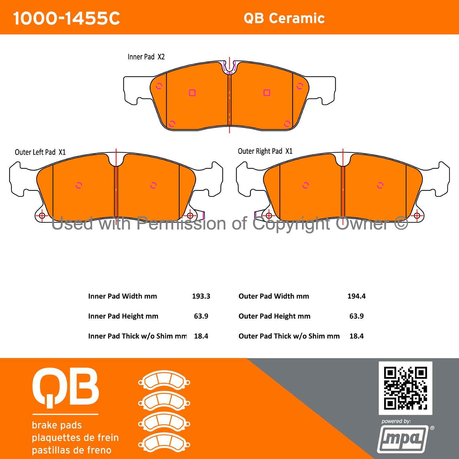 Other View of Front Disc Brake Pad Set MPA 1000-1455C