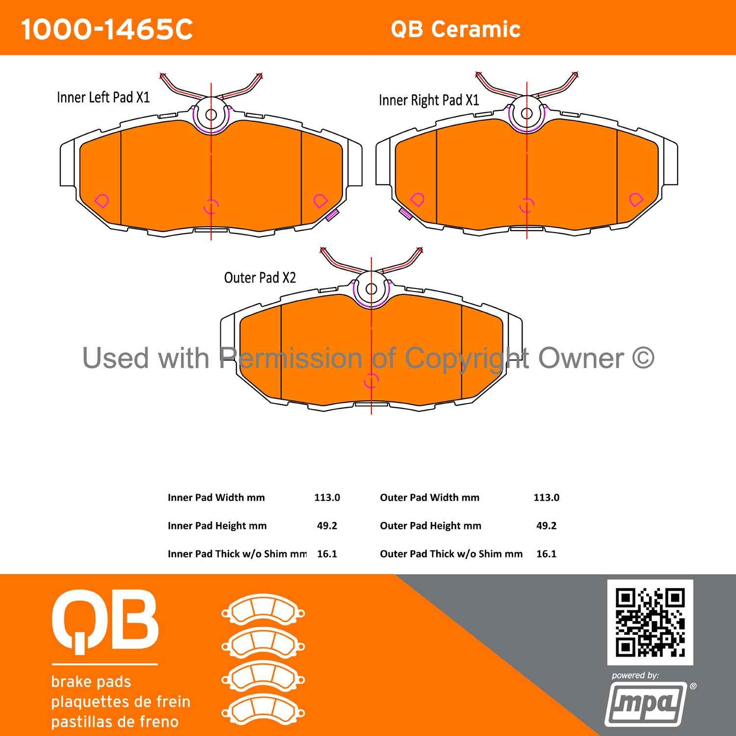 Other View of Rear Disc Brake Pad Set MPA 1000-1465C