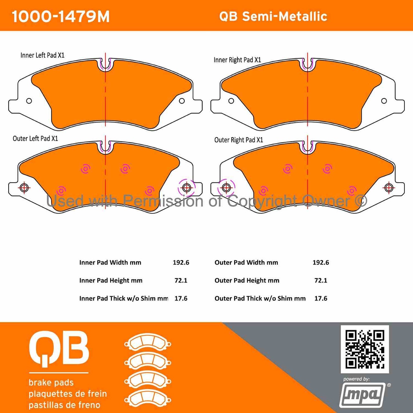 Other View of Front Disc Brake Pad Set MPA 1000-1479M