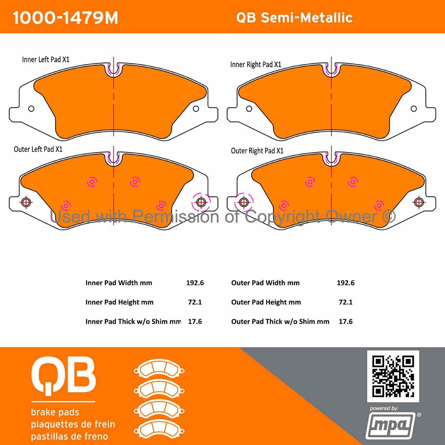 Other View of Front Disc Brake Pad Set MPA 1000-1479M