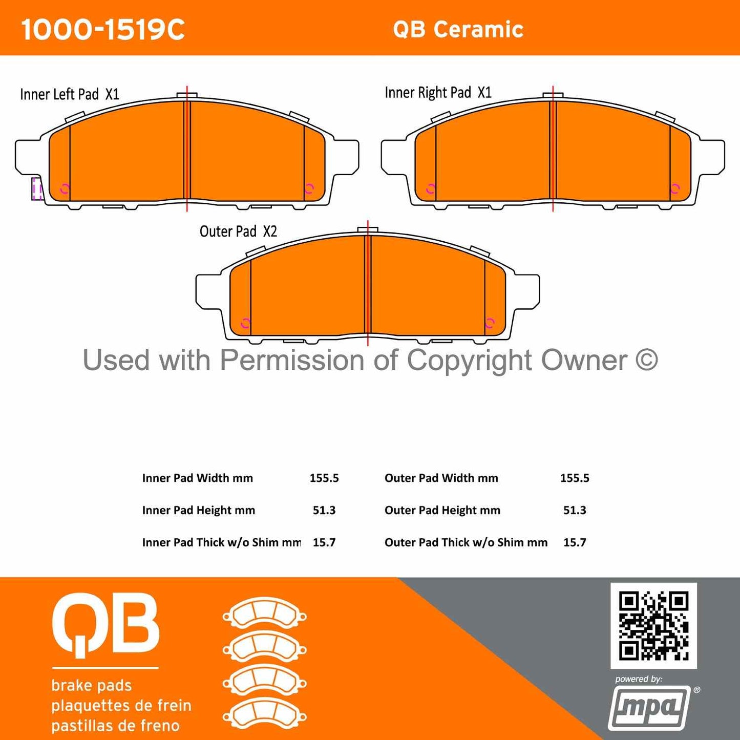 Other View of Front Disc Brake Pad Set MPA 1000-1519C