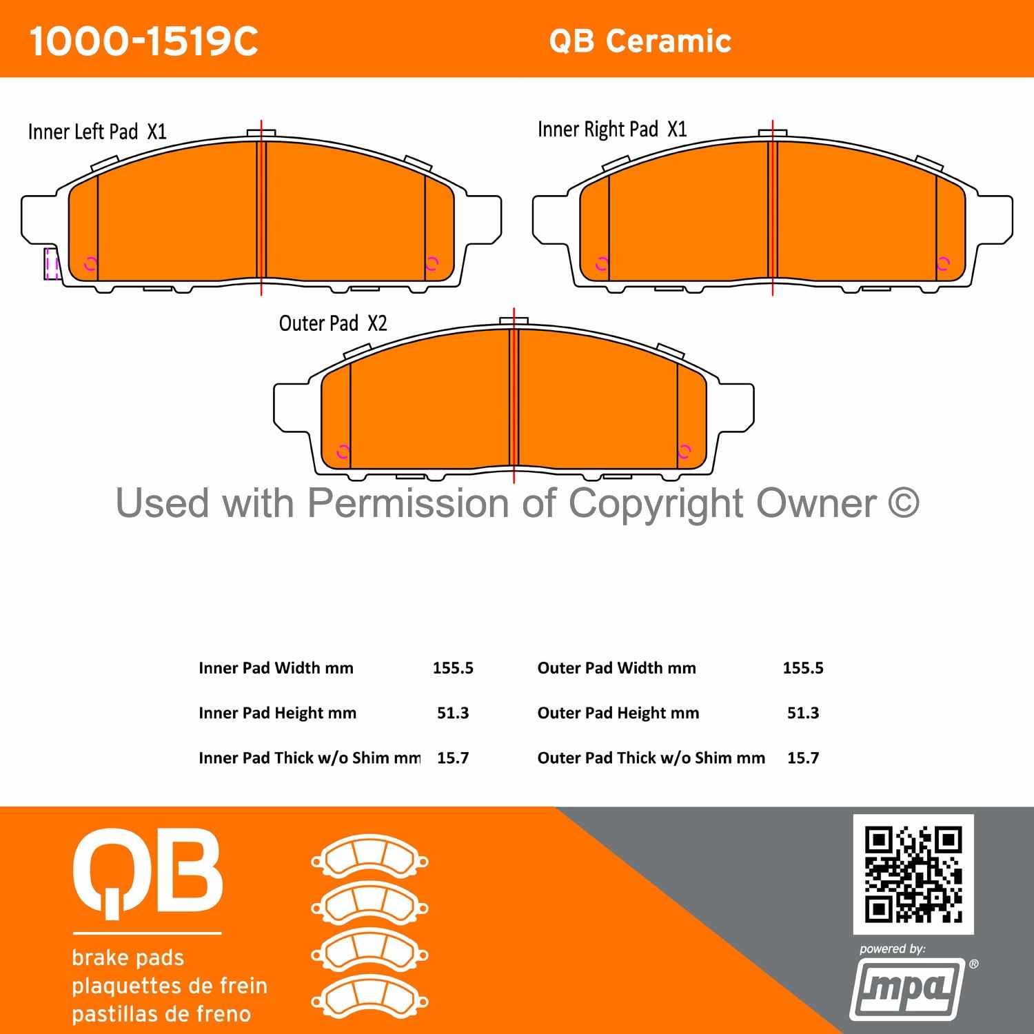 Other View of Front Disc Brake Pad Set MPA 1000-1519C