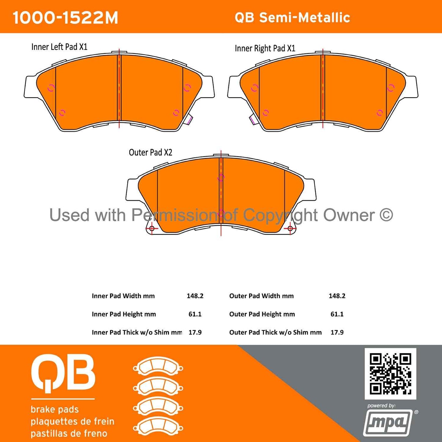 Other View of Front Disc Brake Pad Set MPA 1000-1522M