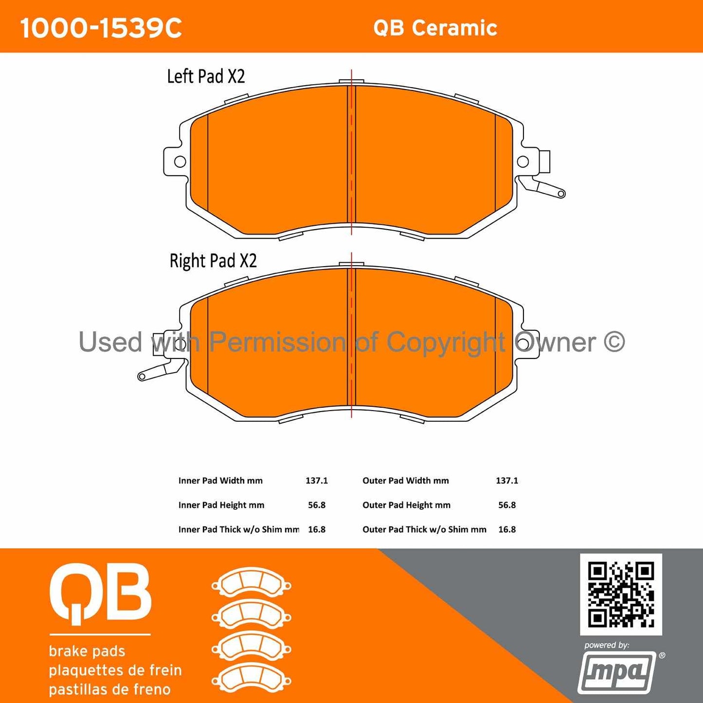 Other View of Front Disc Brake Pad Set MPA 1000-1539C