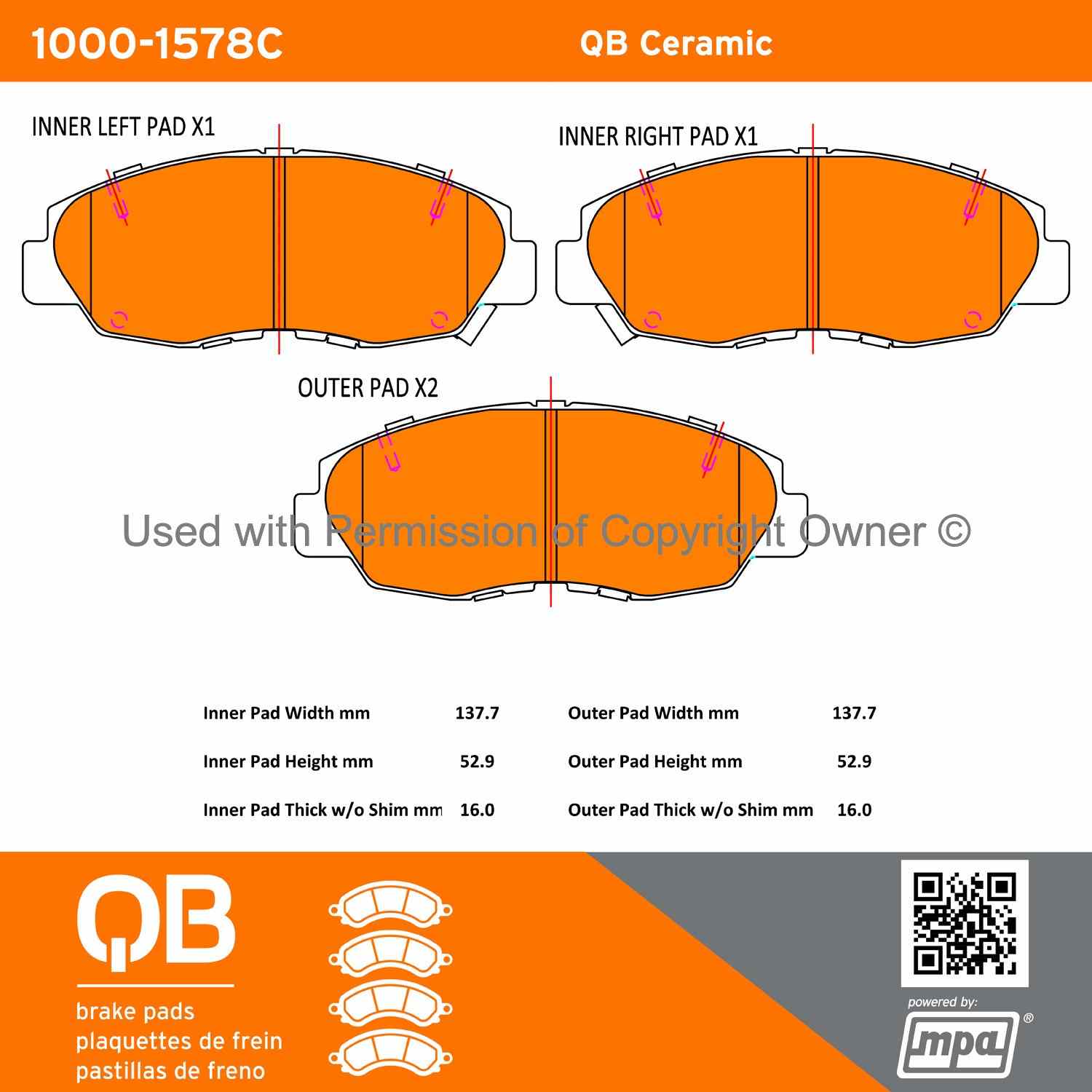 Other View of Front Disc Brake Pad Set MPA 1000-1578C