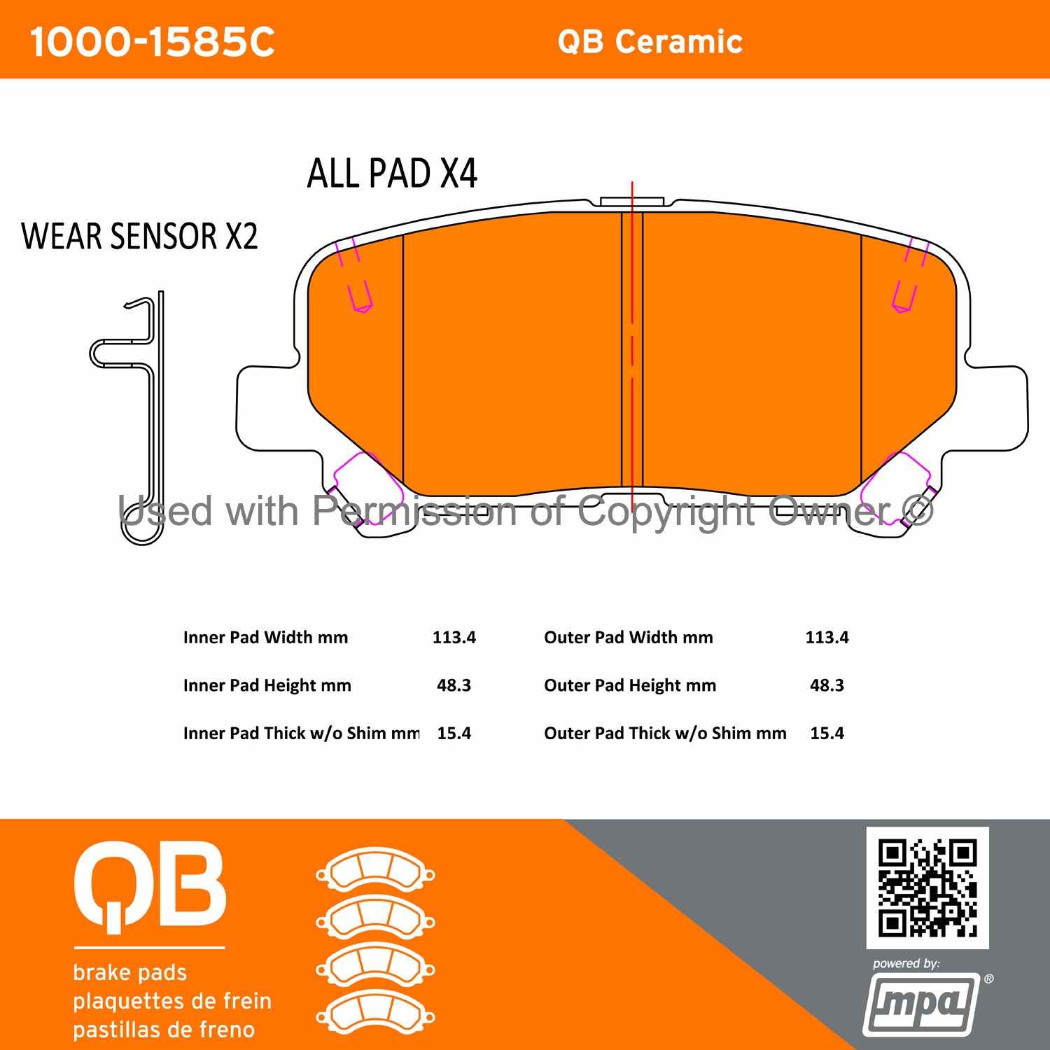 Other View of Rear Disc Brake Pad Set MPA 1000-1585C