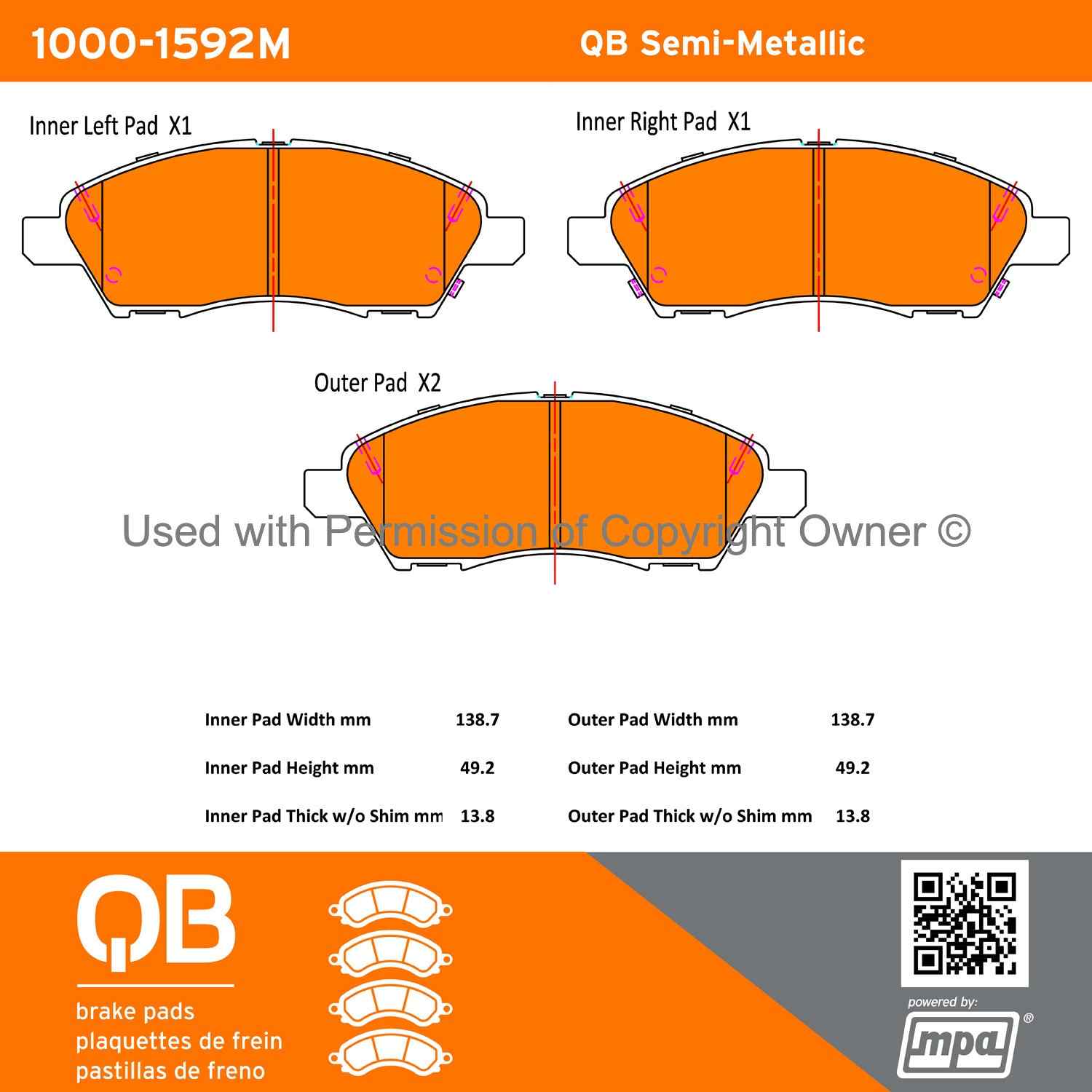 Other View of Front Disc Brake Pad Set MPA 1000-1592M