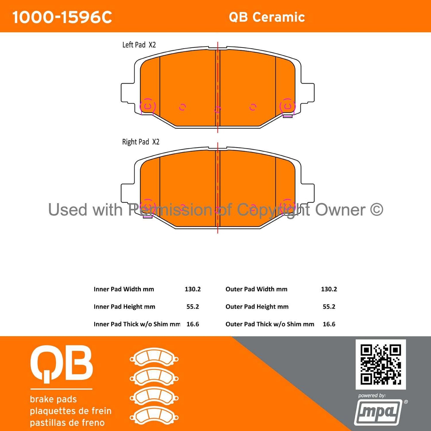 Other View of Rear Disc Brake Pad Set MPA 1000-1596C