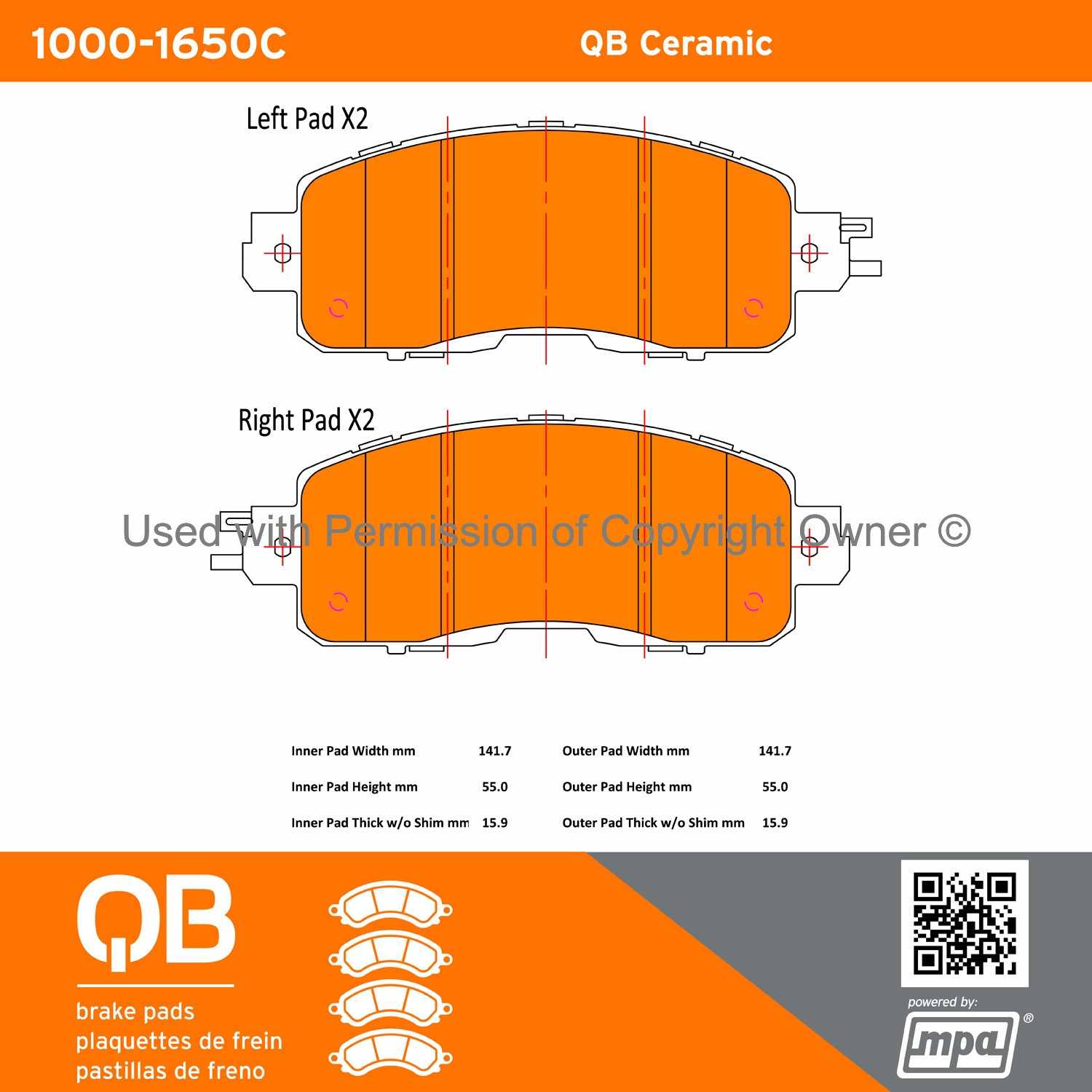 Other View of Front Disc Brake Pad Set MPA 1000-1650C