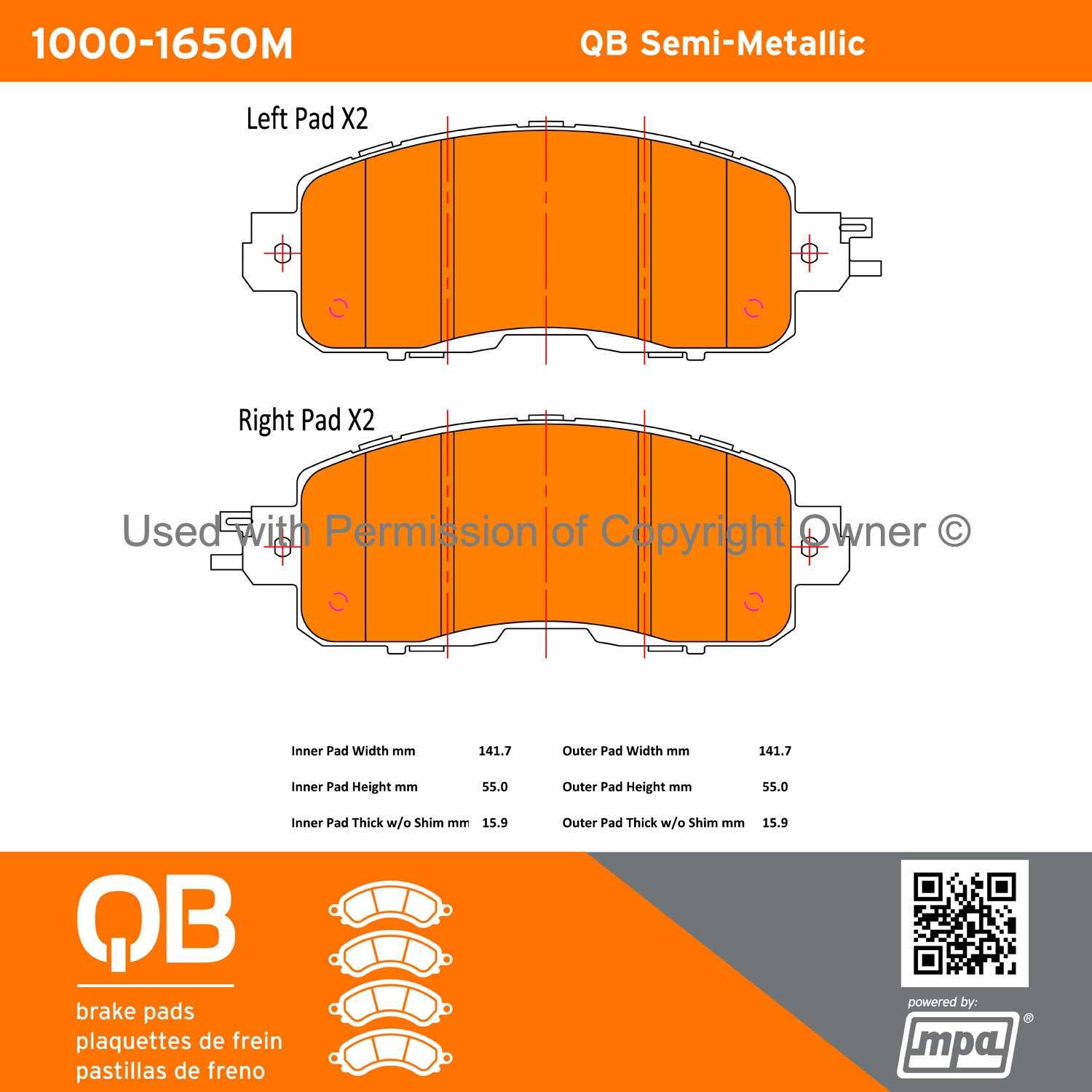 Other View of Front Disc Brake Pad Set MPA 1000-1650M