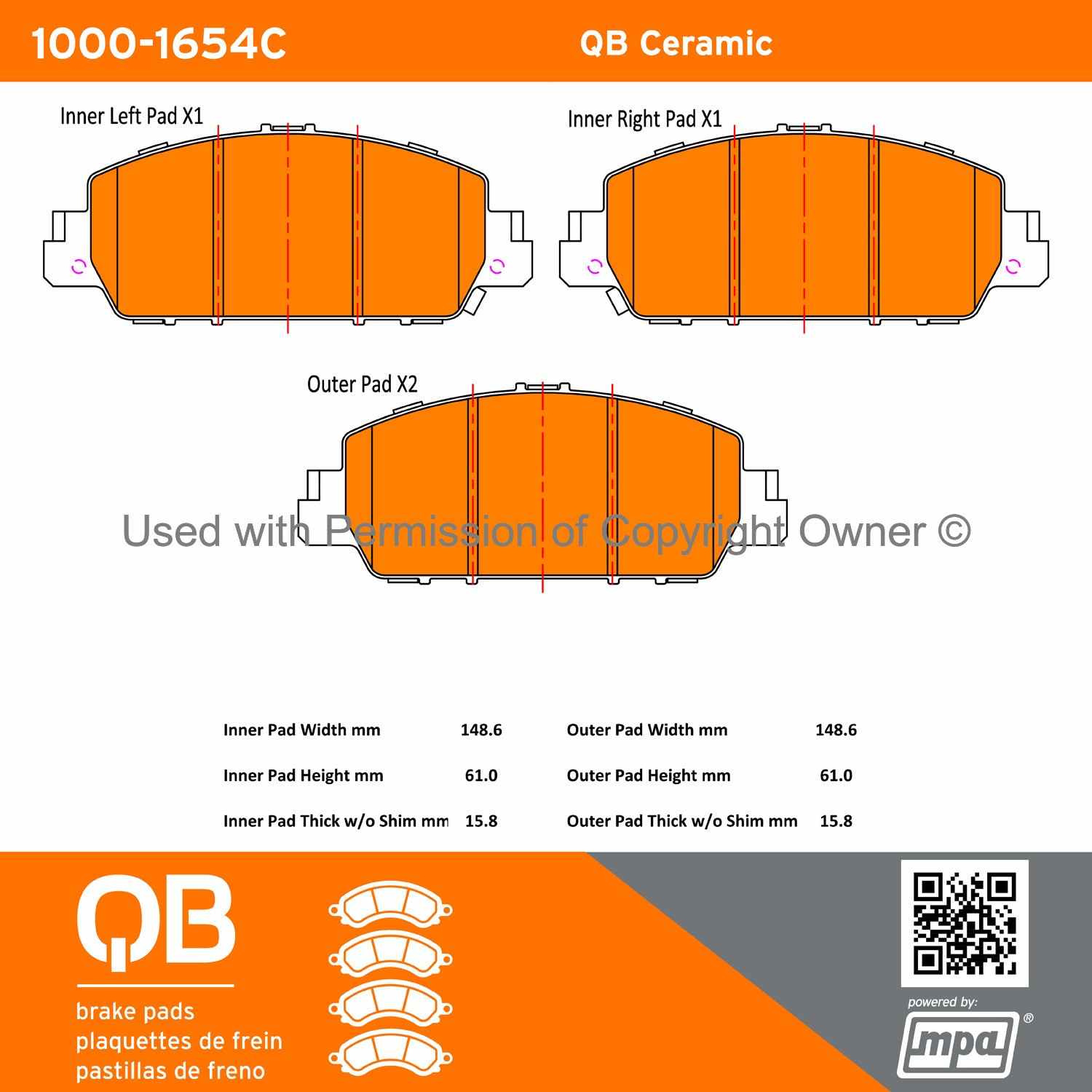 Other View of Front Disc Brake Pad Set MPA 1000-1654C