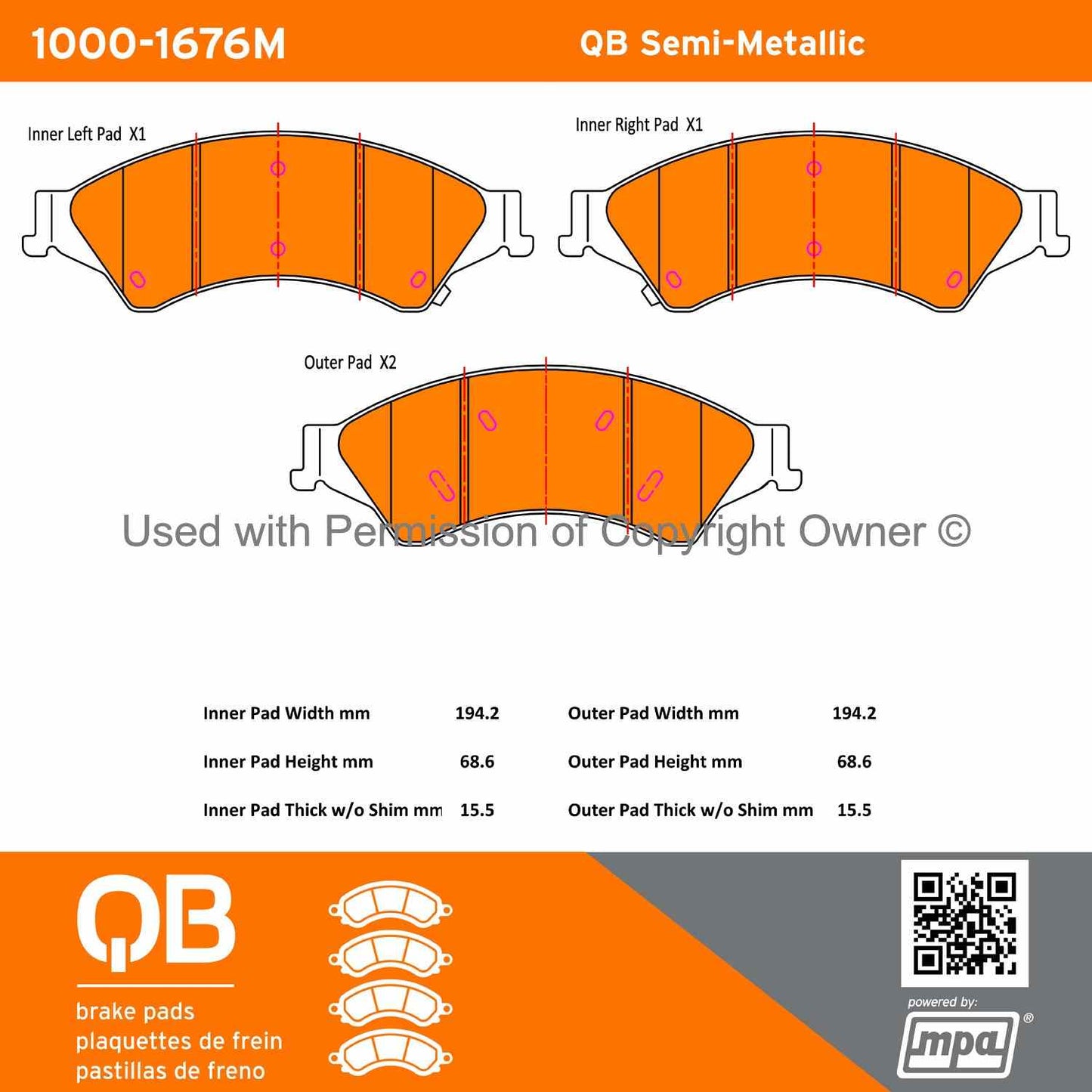 Other View of Front Disc Brake Pad Set MPA 1000-1676M