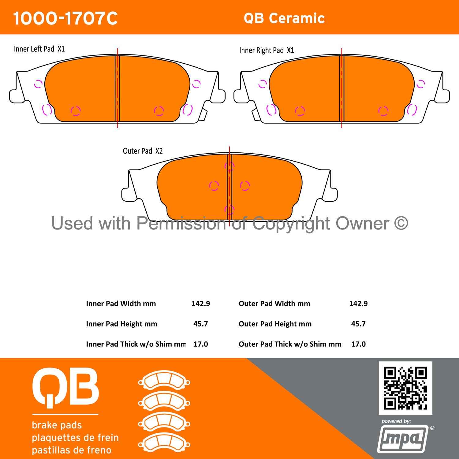 Other View of Rear Disc Brake Pad Set MPA 1000-1707C