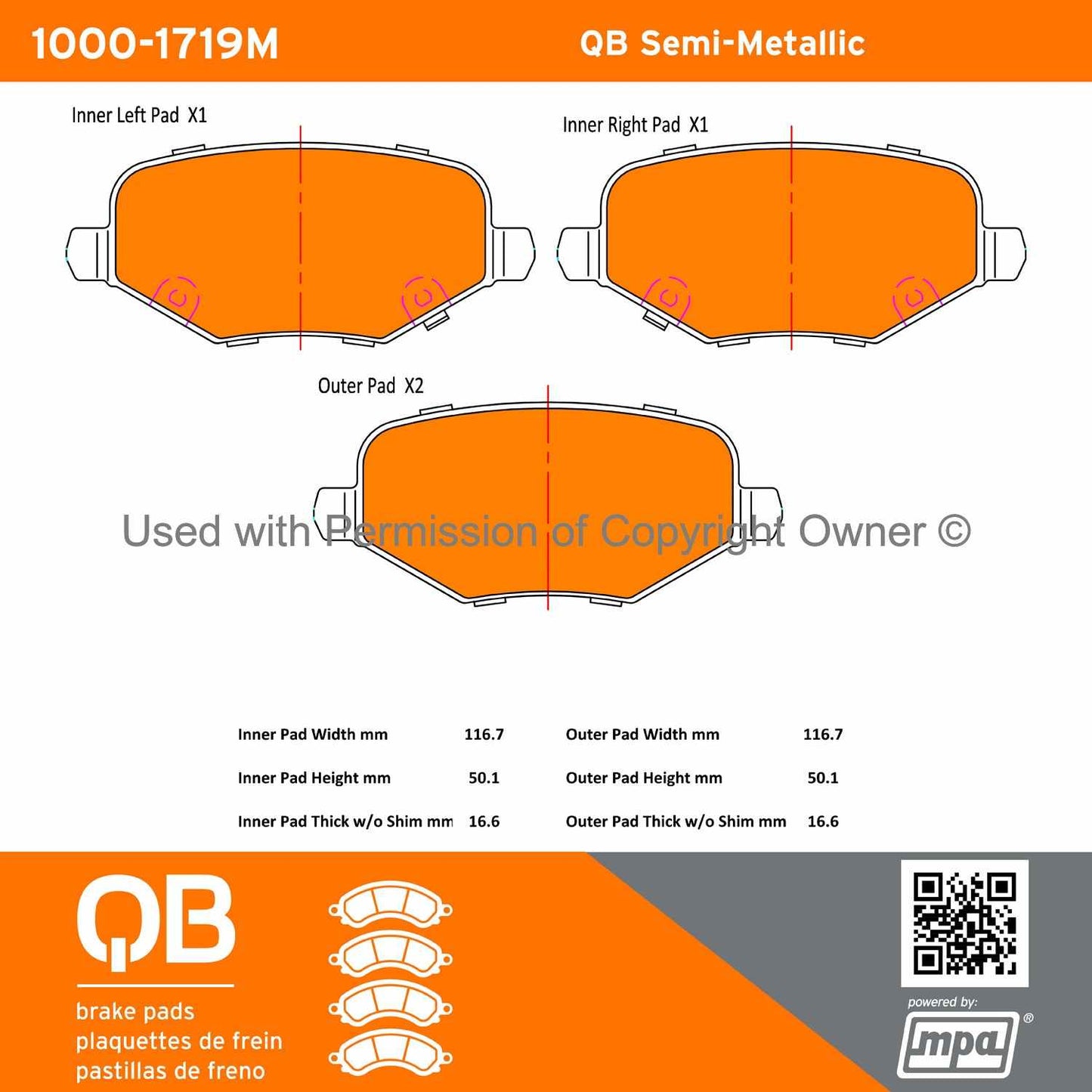 Other View of Rear Disc Brake Pad Set MPA 1000-1719M