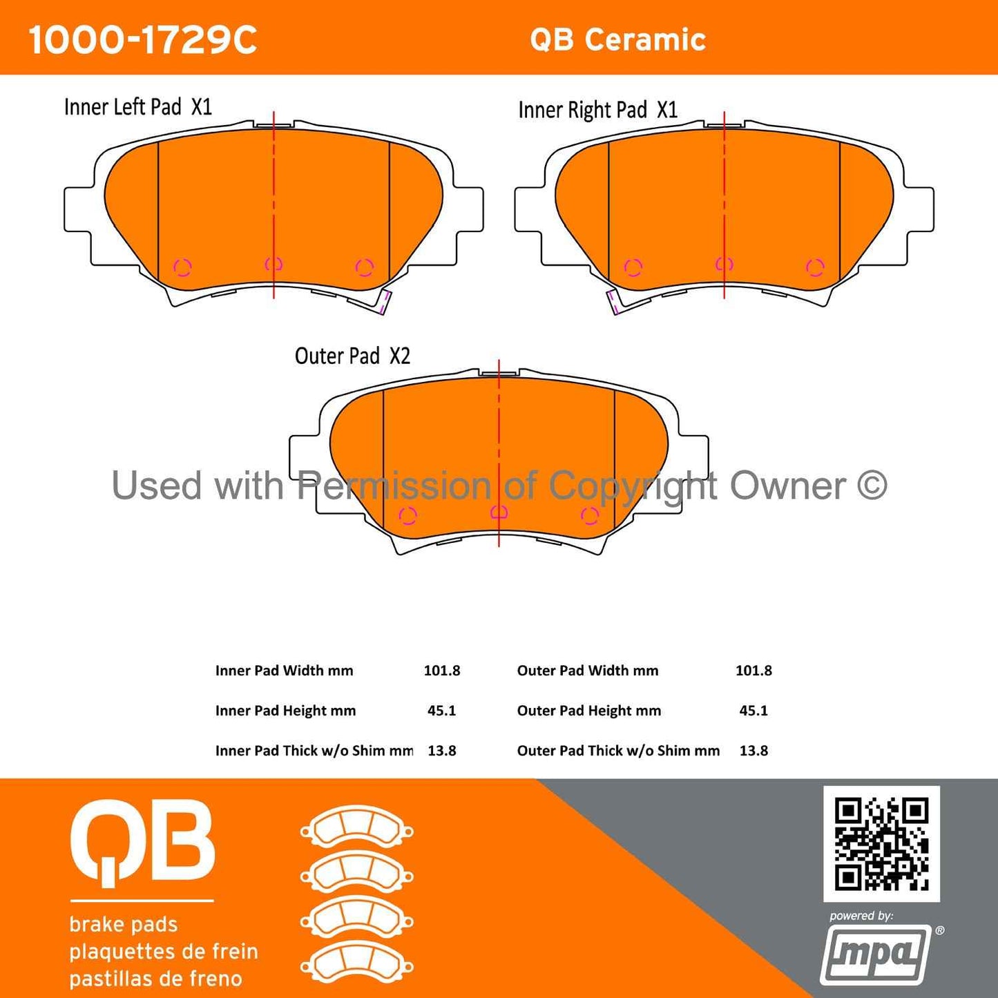 Other View of Rear Disc Brake Pad Set MPA 1000-1729C