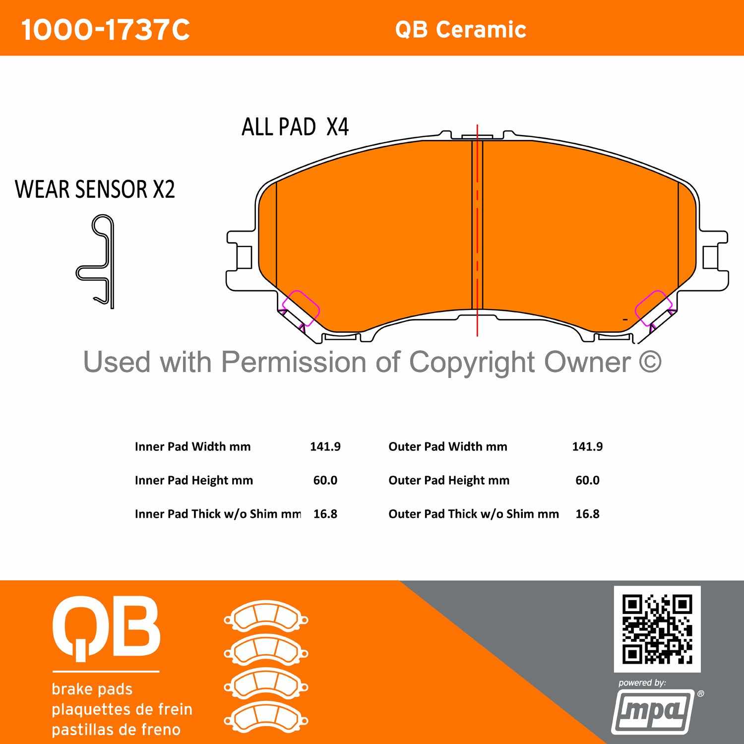 Other View of Front Disc Brake Pad Set MPA 1000-1737C