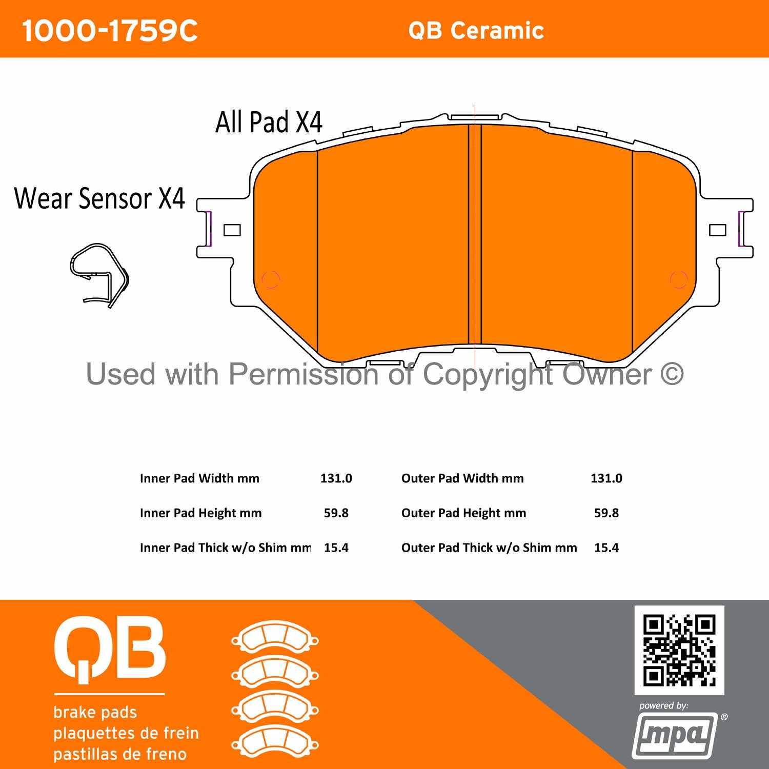 Other View of Front Disc Brake Pad Set MPA 1000-1759C