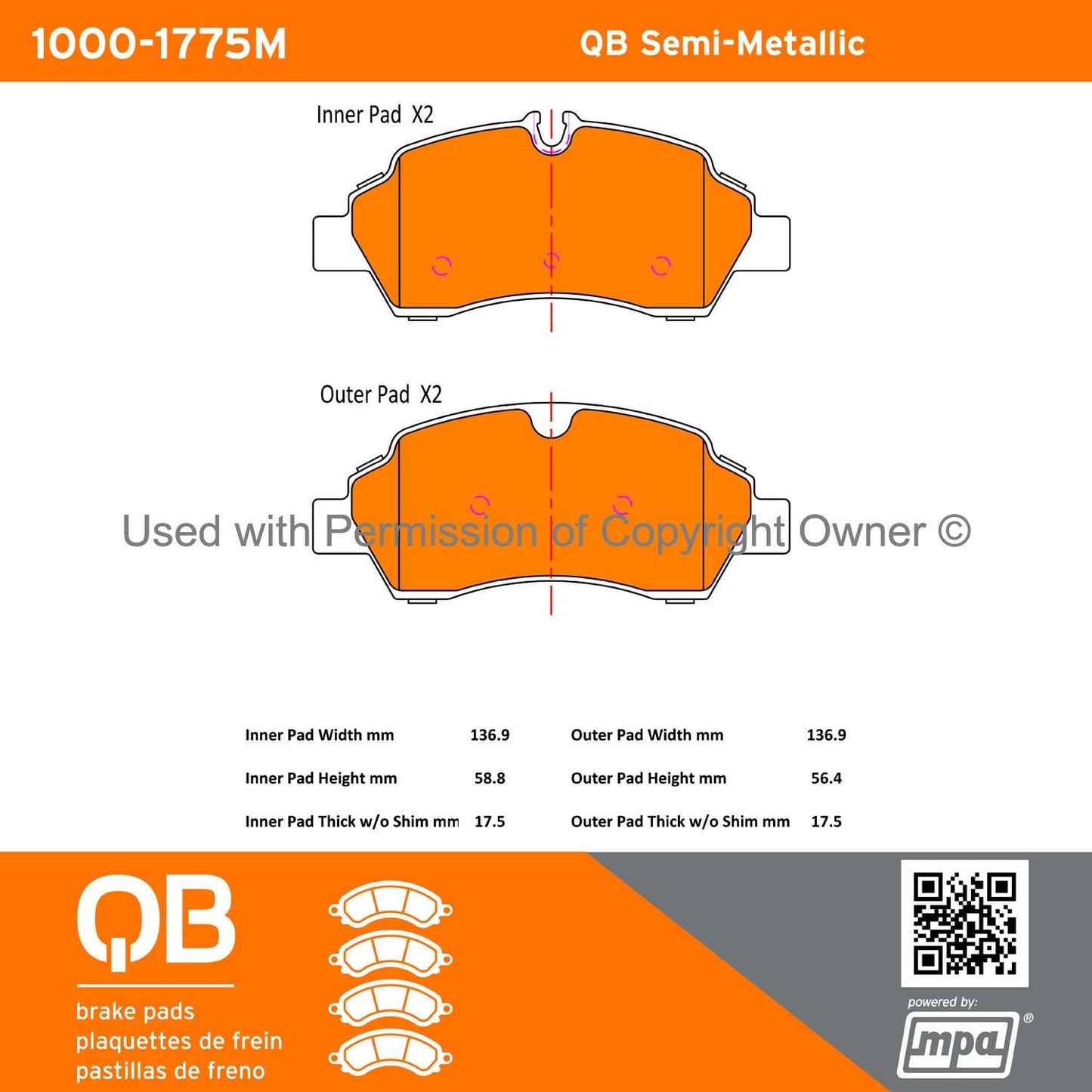 Other View of Rear Disc Brake Pad Set MPA 1000-1775M