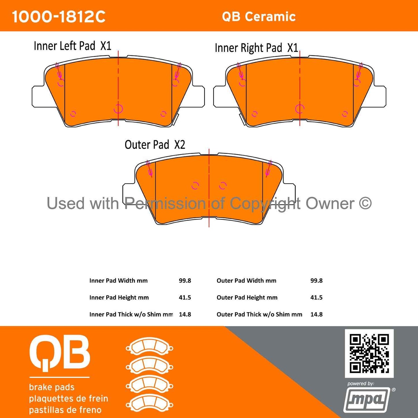 Other View of Rear Disc Brake Pad Set MPA 1000-1812C