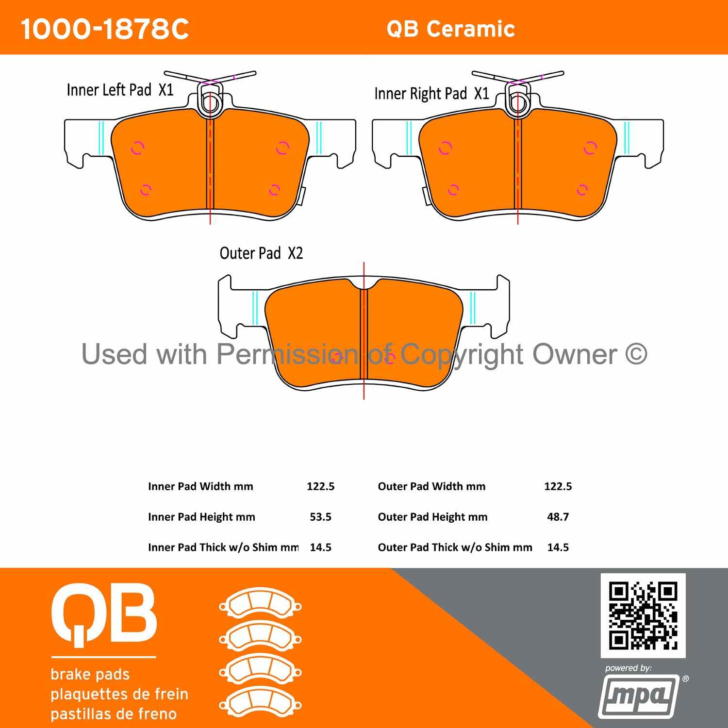 Other View of Rear Disc Brake Pad Set MPA 1000-1878C