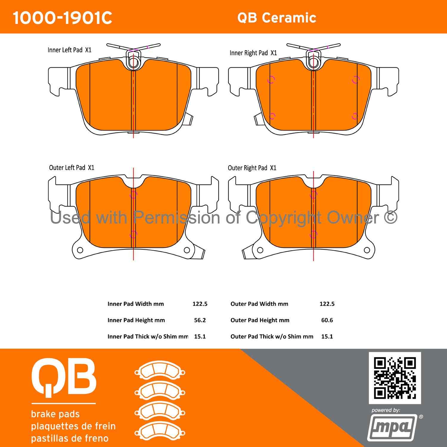 Other View of Rear Disc Brake Pad Set MPA 1000-1901C