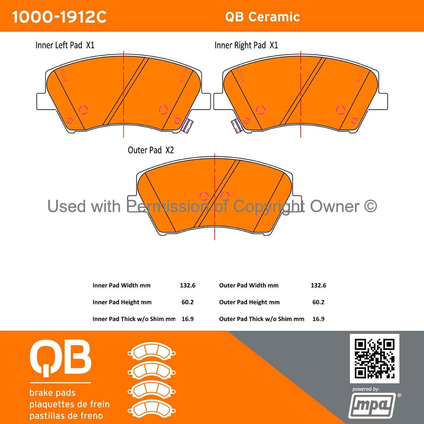 Other View of Front Disc Brake Pad Set MPA 1000-1912C