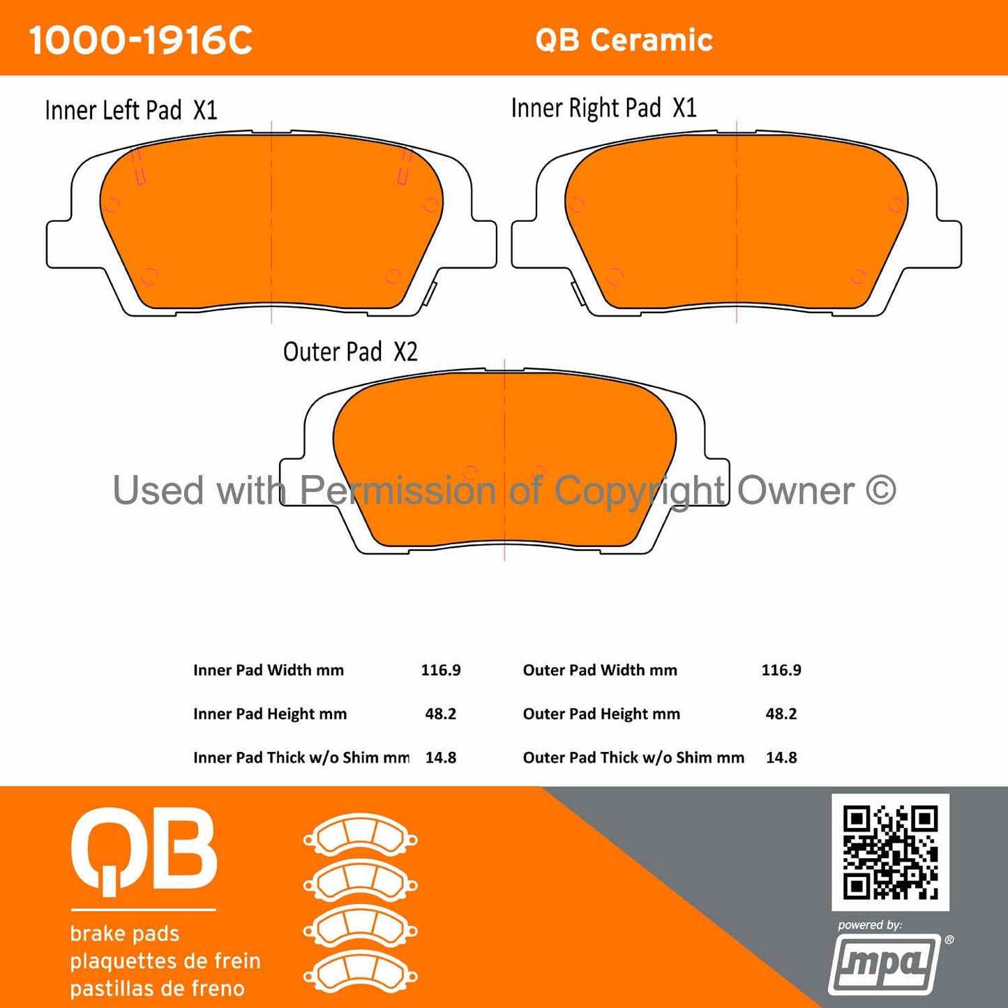 Other View of Rear Disc Brake Pad Set MPA 1000-1916C