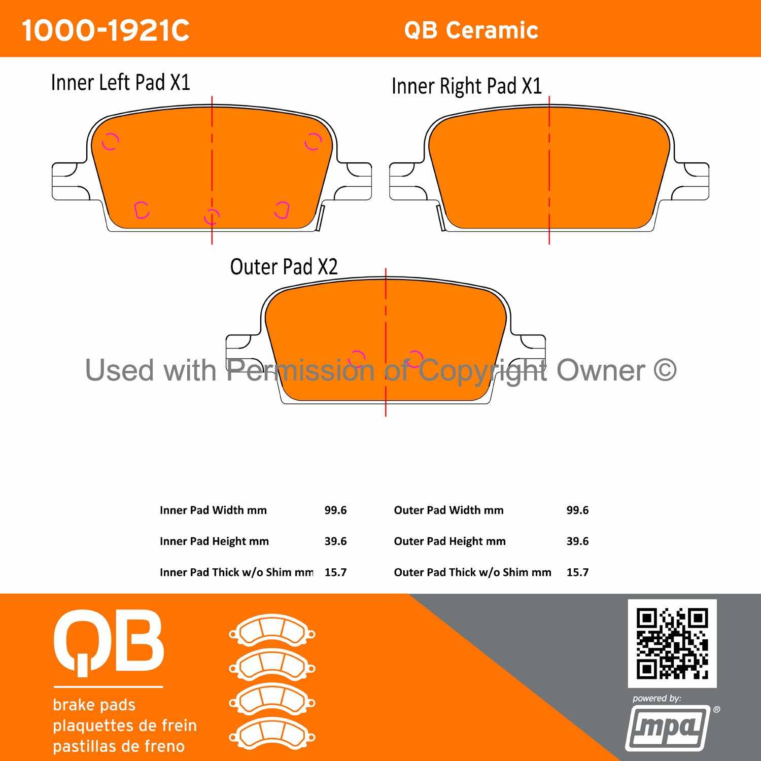 Other View of Rear Disc Brake Pad Set MPA 1000-1921C