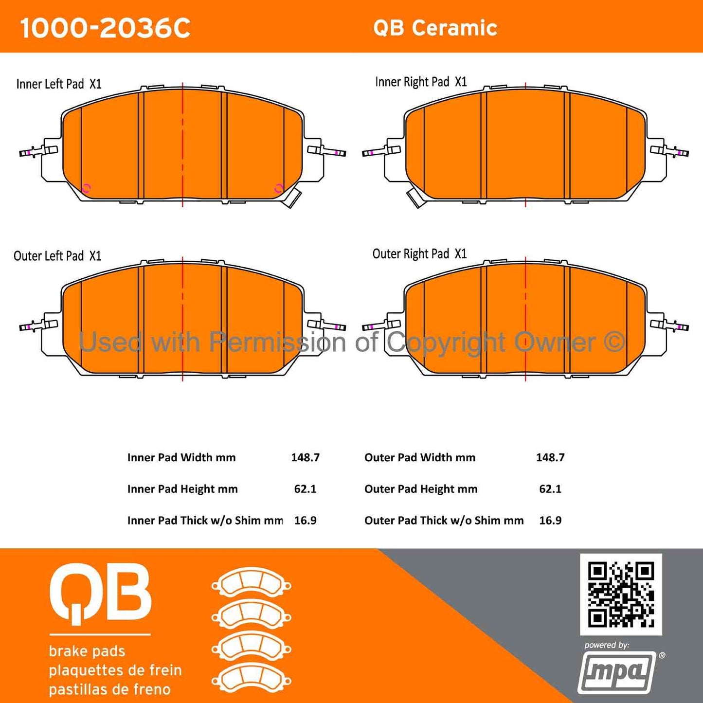 Other View of Front Disc Brake Pad Set MPA 1000-2036C