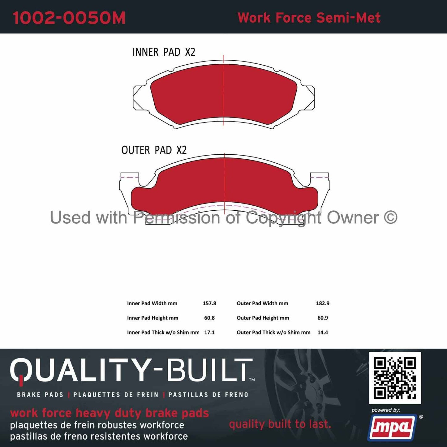 Other View of Front Disc Brake Pad Set MPA 1002-0050M