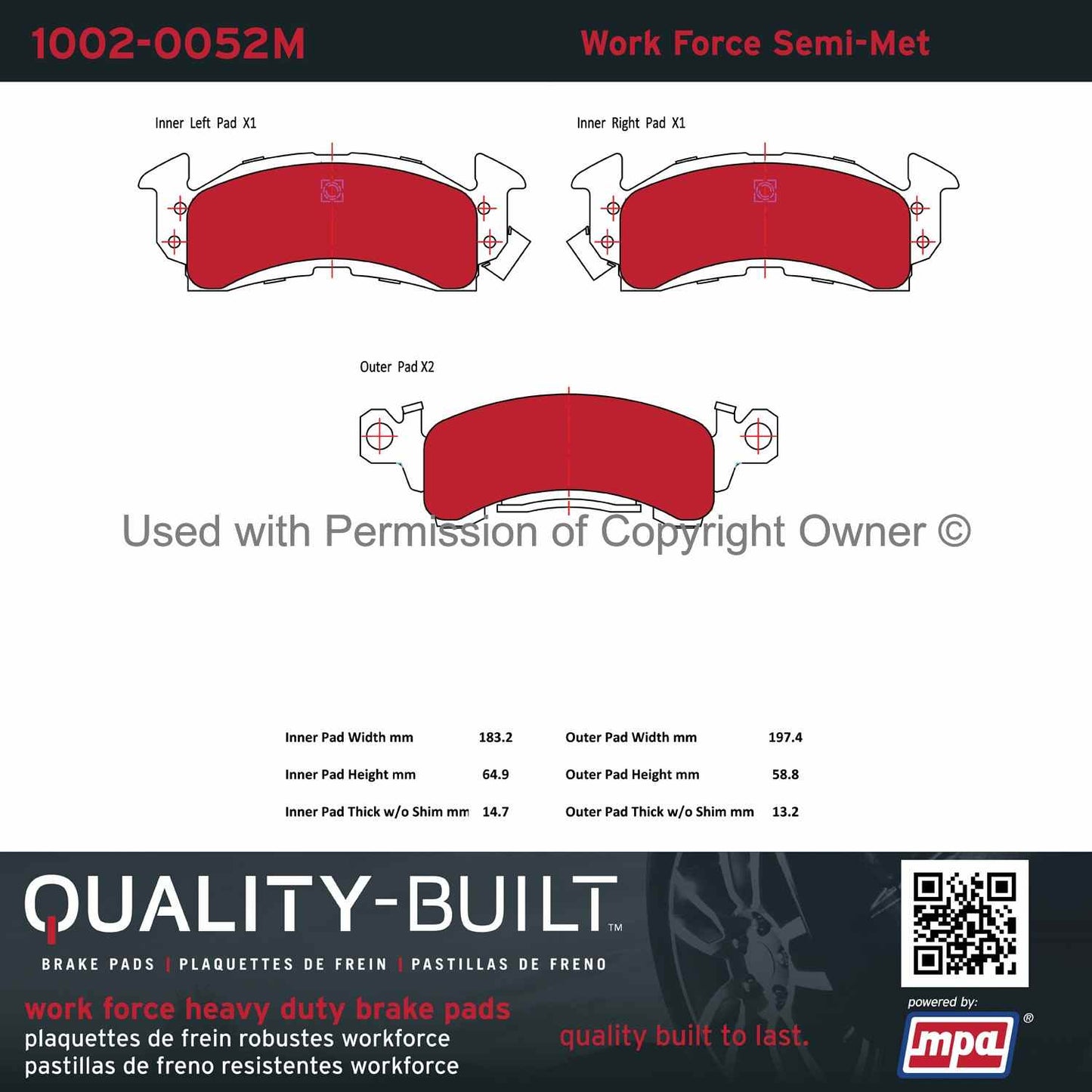 Other View of Front Disc Brake Pad Set MPA 1002-0052M