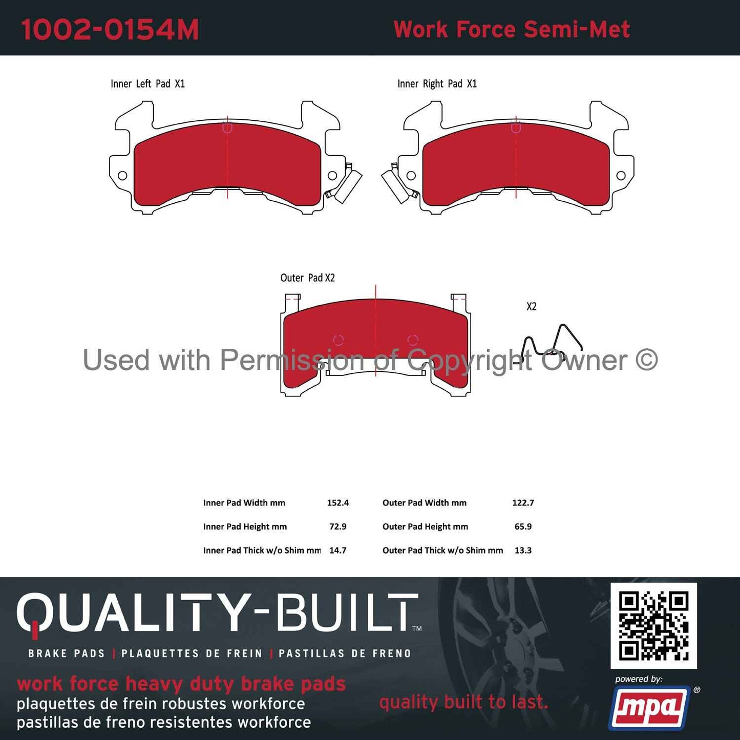 Other View of Front Disc Brake Pad Set MPA 1002-0154M