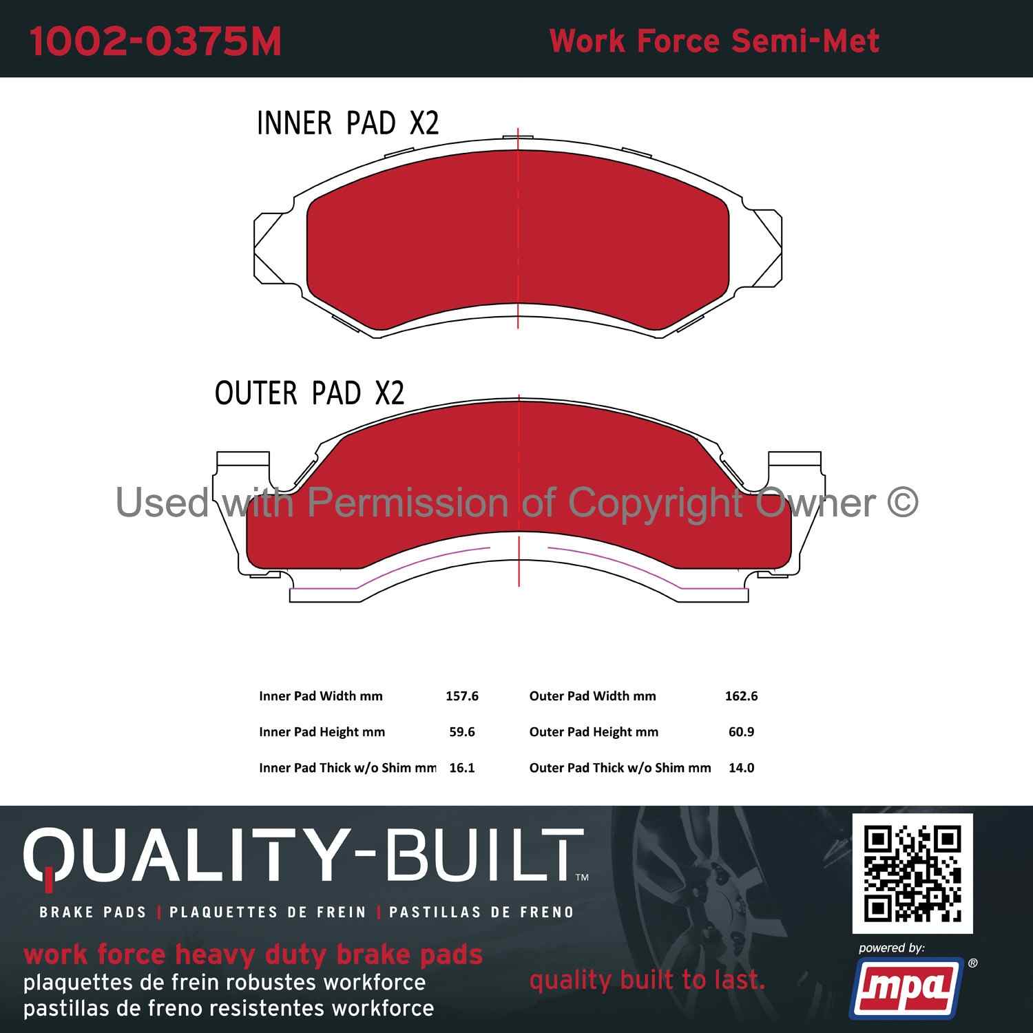 Other View of Front Disc Brake Pad Set MPA 1002-0375M