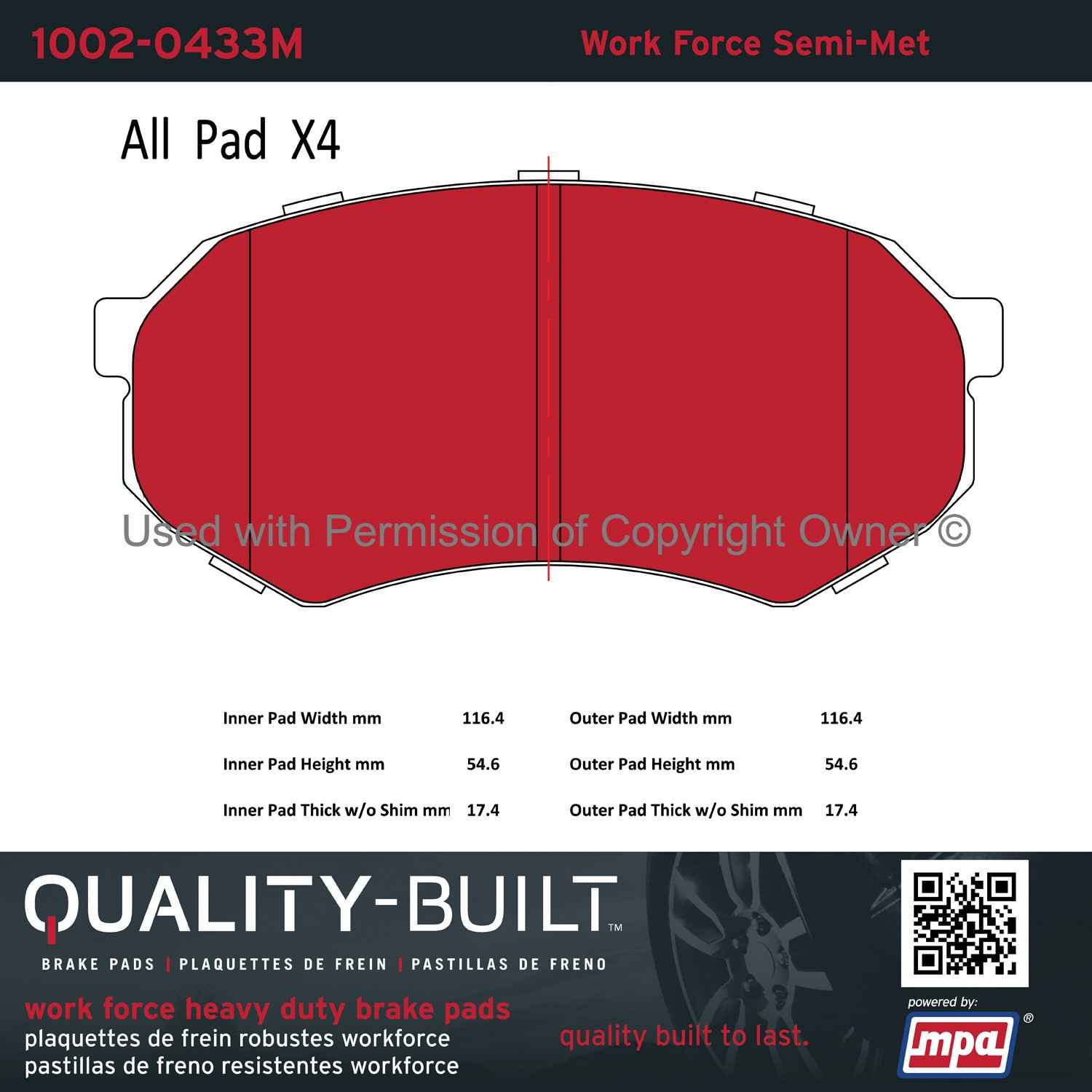 Other View of Front Disc Brake Pad Set MPA 1002-0433M