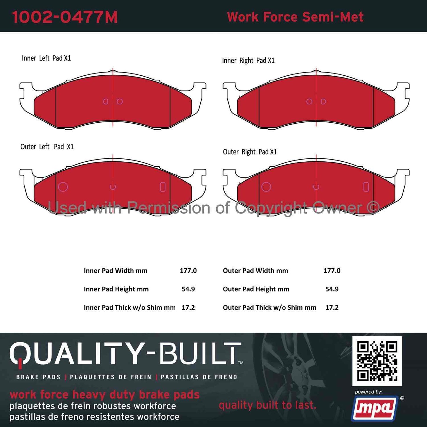 Other View of Front Disc Brake Pad Set MPA 1002-0477M