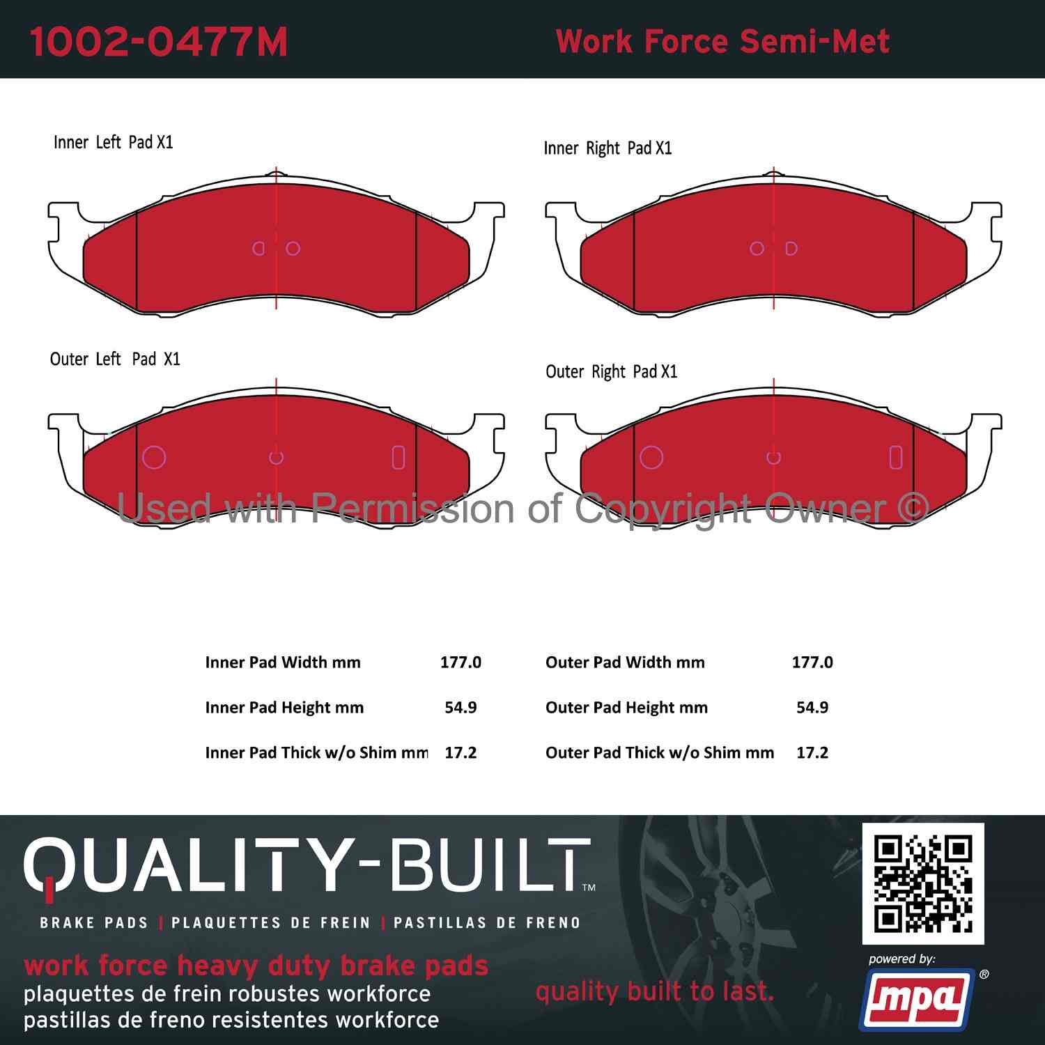 Other View of Front Disc Brake Pad Set MPA 1002-0477M