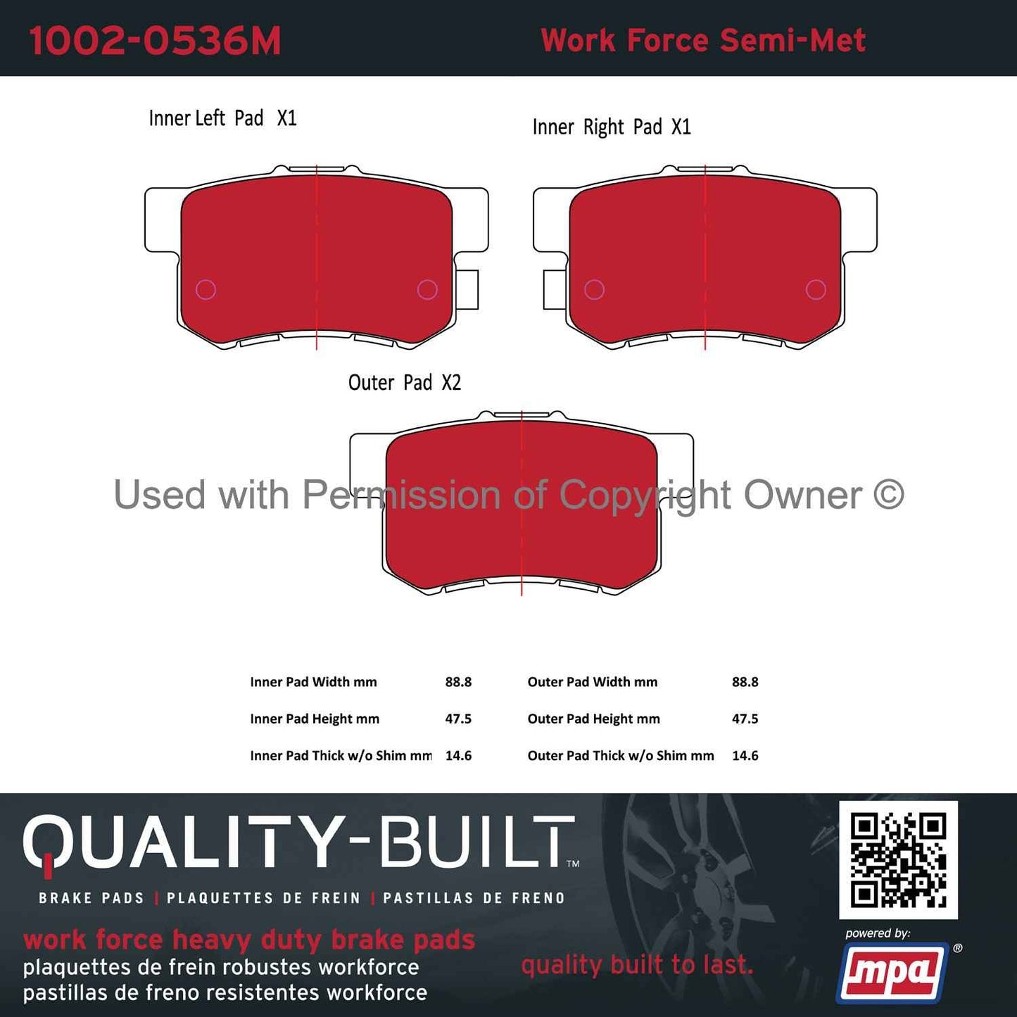 Other View of Rear Disc Brake Pad Set MPA 1002-0536M