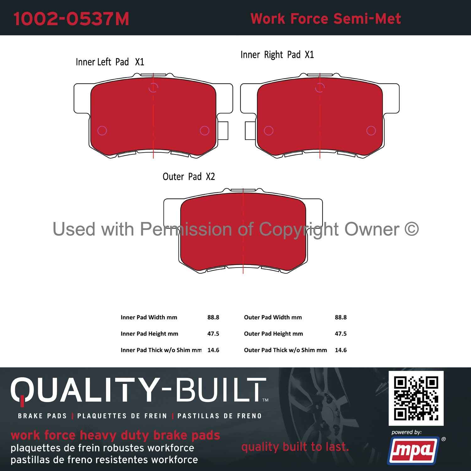 Other View of Rear Disc Brake Pad Set MPA 1002-0537M