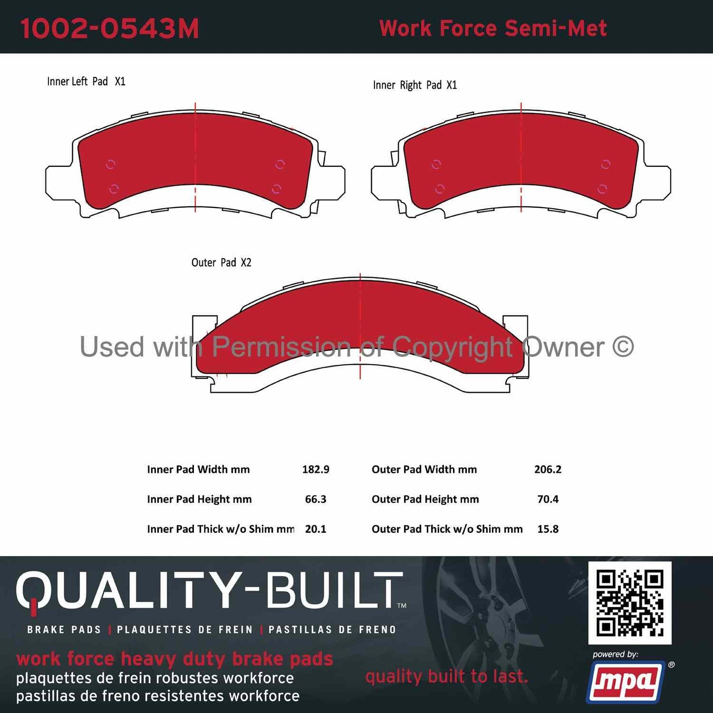 Other View of Front Disc Brake Pad Set MPA 1002-0543M